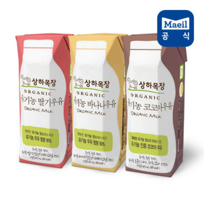 [매일유업] 상하목장 유기농우유 125ml X 24팩(흰우유/딸기/바나나/코코아)